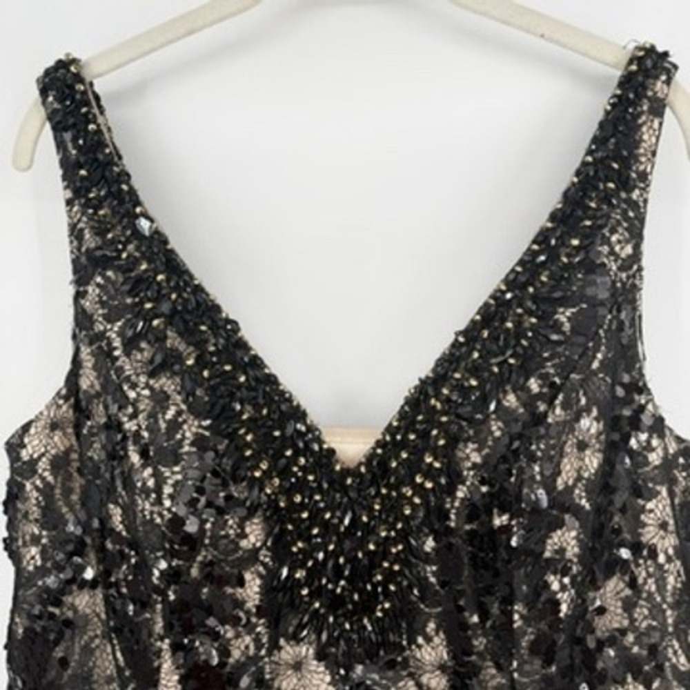 Mac Duggal 77181F Sleeveless Gown Black Lace Sequin Beaded Corset Back Dress 14W - Picture 7 of 15